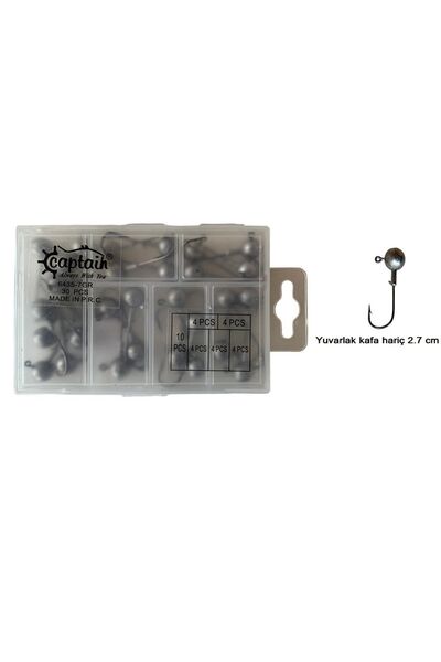 CAPTAIN 6435 Compact Eco Kutulu Jig Head Seti 1/0 - 7gr 30 Adet