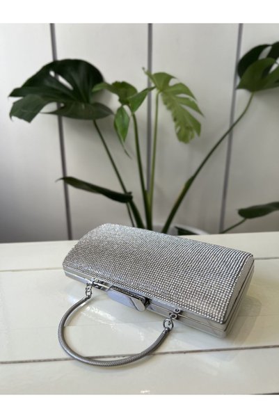 Busrabags Silver Stone Evening Bag