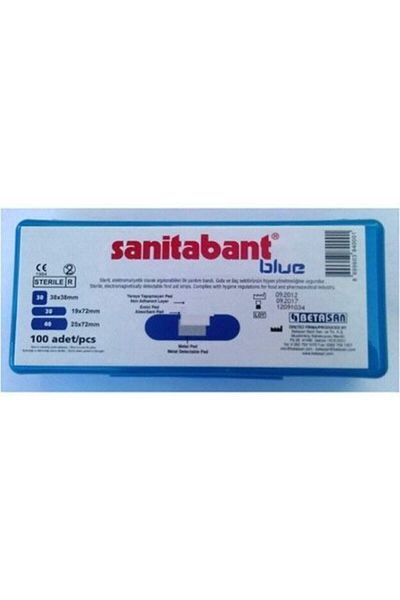 Sanitabant إسعافات أولية معدنية زرقاء 100 قطعة