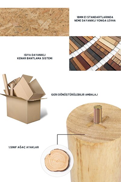 Monte Sehpa Gofrato Zigon Sehpa- Krem Cappuccino Krem