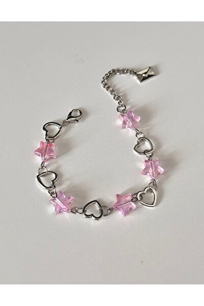 sleyshop pembe yıldız kalp inci boncuk bileklik