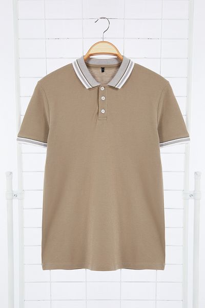 Trendyol Collection Βαμβακερό μπλουζάκι Polo Neck Mink Slim Fit - TMNSS22PO00014
