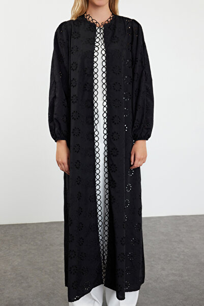 Trendyol Modest Black Linen Brode - Čepice, Ferace a Abaya TCTSS24KF00052