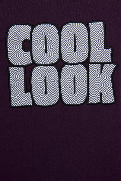 Trendyol Collection Фіолетовий вишитий флісовий світшот великого розміру з капюшоном TMNAW25SW00030