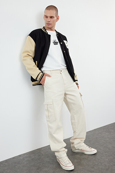 Trendyol Collection Pánské pytlovité kalhoty – Stone, Cargo Pocket, TMNSS24PL00021