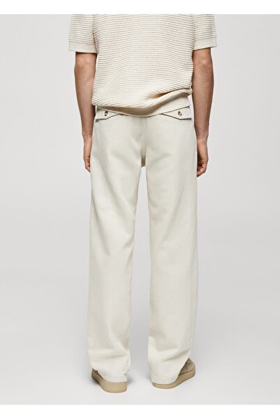 MANGO Man Rahat Kesim Keten Karışımlı Pensli Jean Pantolon