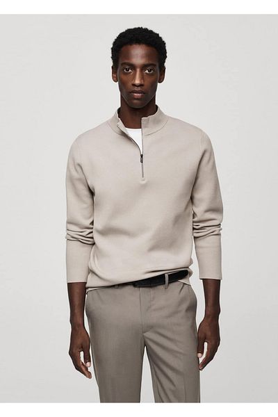 MANGO Man Zippered perkins collar sweater