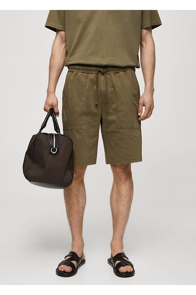 MANGO Man 100% Cotton Drawstring Bermuda Shorts