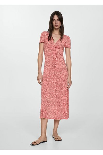 MANGO Woman Stilvolles Kleid mit Blumenmuster