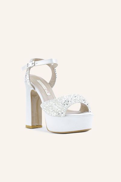 MARCATELLI Beige Satin Brice Platform Heeled Shoes
