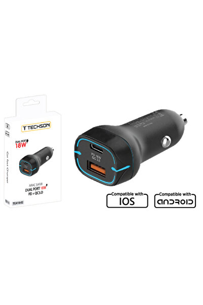 DTS Teknoloji Techson TCA38-01 18W PD - QC 3.0 USB Hızlı Fast Araç Çakmaklık ...