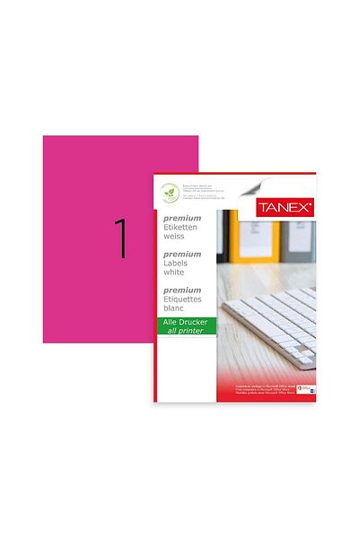 Tanex Laser Sticker 100 Sheets 210 X 297 mm Phosphorescent Pink Laser Printer Sticker