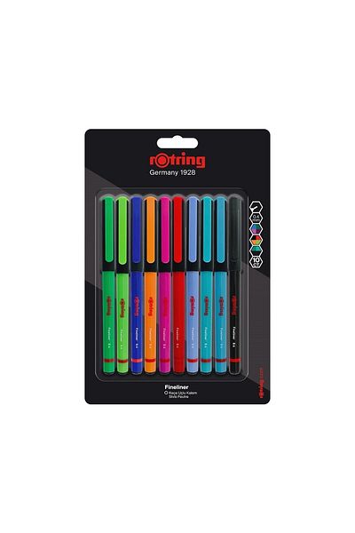 Rotring Liner Fineliner Mixed Color Felt Tip Pen 10 Colors