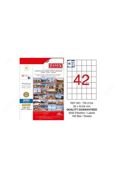 Tanex Αυτοκόλλητο λέιζερ 100 φύλλα 35 X 42 mm Ετικέτα εκτυπωτή λέιζερ