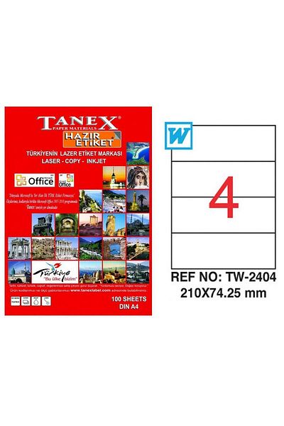 Tanex Αυτοκόλλητο λέιζερ 100 φύλλα 210 X 74,25 mm Ετικέτα εκτυπωτή λέιζερ