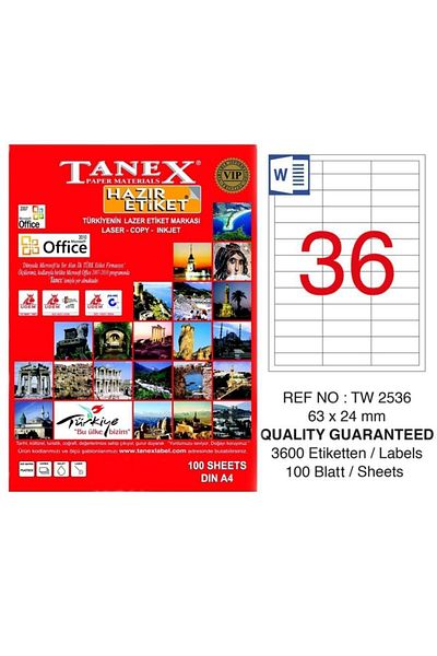 Tanex Αυτοκόλλητο λέιζερ 100 φύλλα 63 X 24 mm Ετικέτα εκτυπωτή λέιζερ