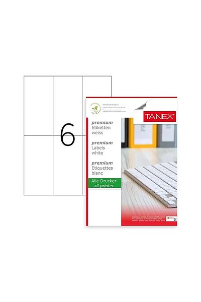 Tanex Laser Sticker 100 Sheets 70 X 148.5 mm Laser Printer Sticker