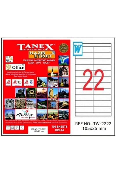 Tanex Αυτοκόλλητο λέιζερ 100 φύλλα 105 X 25 mm Ετικέτα εκτυπωτή λέιζερ