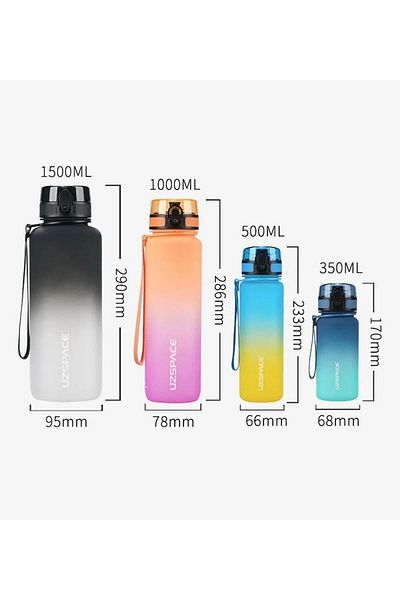 Vagonlife Uzspace Tritan Flask 350 ml Tritan Motivational Water Bottle (Mixed Color 1 Piece)