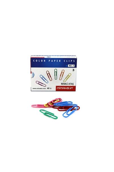 Mimaks Colored Paper Clip No:3 H.082 - 48 Boxes (1 Handle 48 Pack)
