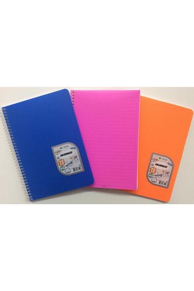 Çınar Caiet de școală Colormaxi A5 cu 72 de coli - Copertă din plastic cu spirală, pachet de 12