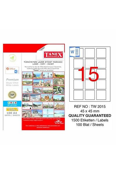 Tanex Laser Label 100 Sheets 45X45 mm Laser Printer Label