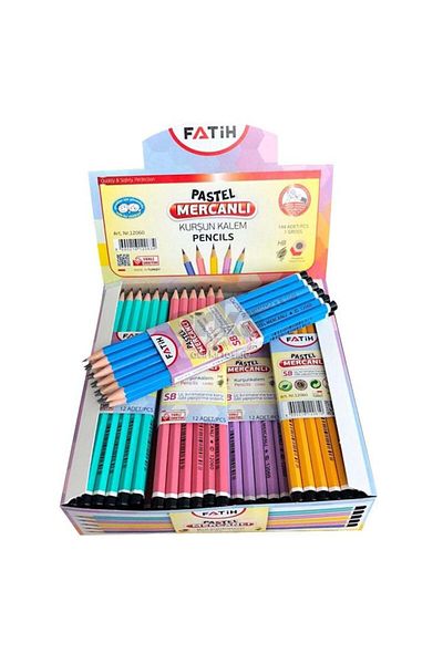 Fatih Pencil Cornered Coral Pastel Colored Pencil 12 Colors (144 PIECES OF LEAD)