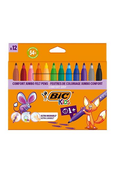Bic Jumbo Comfort Pencil - 12 Color Felted Crayons
