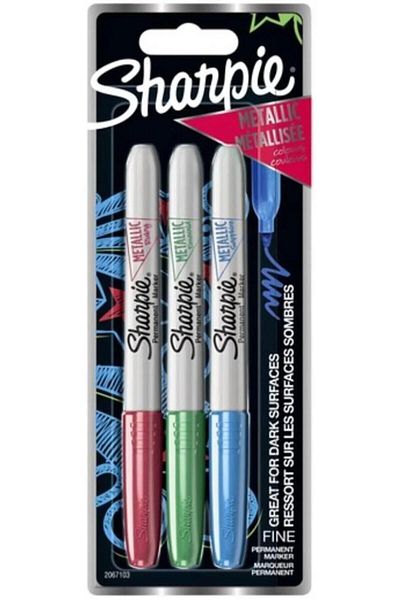 Sharpie Fine Permanent Marker 3 Colors Metallic Colors Red Green Blue