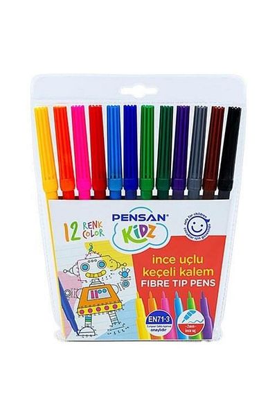 Pensan Kidz Felt Tip Pen 12 Colors Fine Tip Felt Tip Paint Pen