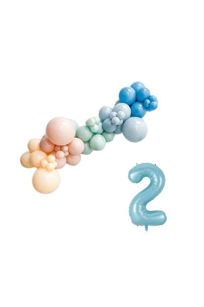 Organizasyon Pazarı 30 Pieces A.Mavifolyobalon 2-34inch Balloon Chain Set - D.Ocean Storm Blue Mildew Green M.Salmon Tan