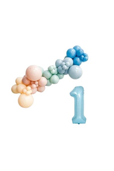 Organizasyon Pazarı 30-Piece Balloon Chain Set - 1 34-Inch A.bluefolyobalon, D.ocean-storm blue-muffle-m.salmon-ten