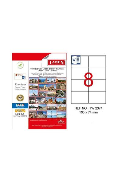 Tanex Αυτοκόλλητο λέιζερ 100 φύλλα 105 X 74,25 mm Ετικέτα εκτυπωτή λέιζερ
