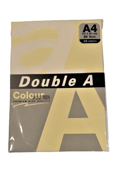 DOUBLE A Renkli Kağıt 25 Li A4 80 gram Pastel Fildişi (25 YAPRAK)