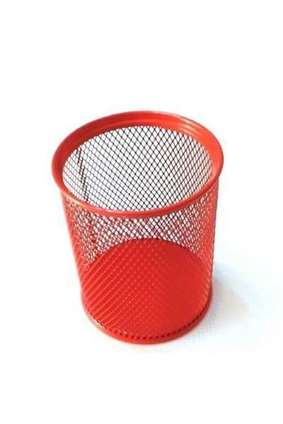 Mas Red Metal Mesh - Perforated Cylinder Pen Holder