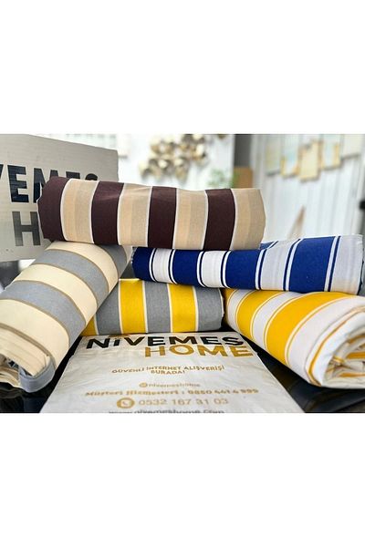 NİVEMESHOME Canvas Balcony Curtain - Background Curtain with Cornice and Laces