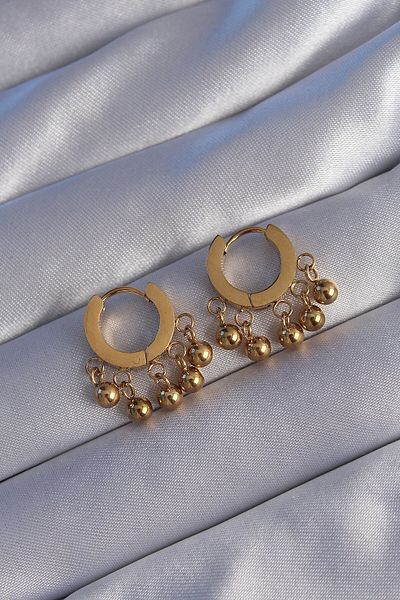 DORAMİRA Gold Colored Steel Dangle Minimal Heel Stud Earrings - 316l
