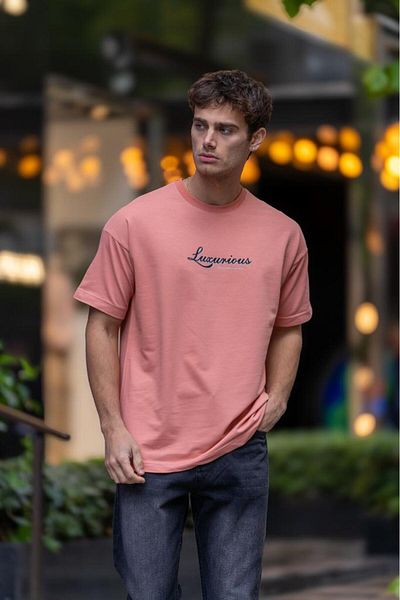 Decas Ροζ Oversize βαμβακερό T-Shirt - Crew Neck TAPE