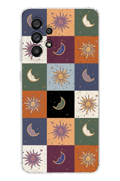 moonset Samsung Galaxy A52 Uyumlu Renkli Ay ve Güneş Tasarımlı Baskılı Şeffaf...