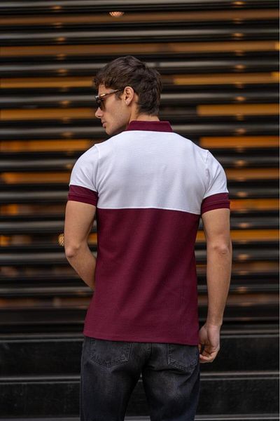 Decas Red Gadget Polo Collar Cotton T-Shirt - Short Sleeve and Button