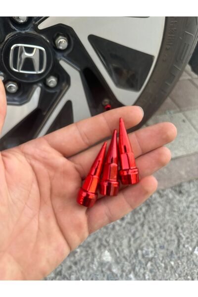 poyoto Universal Oto Sivri Sibop Kapağı Mermi Sibop Kapağı 4"lü Kırmızı