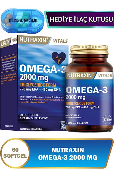Nutraxin Omega 3 Epa 720+Dha 480 Trigiliserid - 60 Soft Gel 2000 Mg