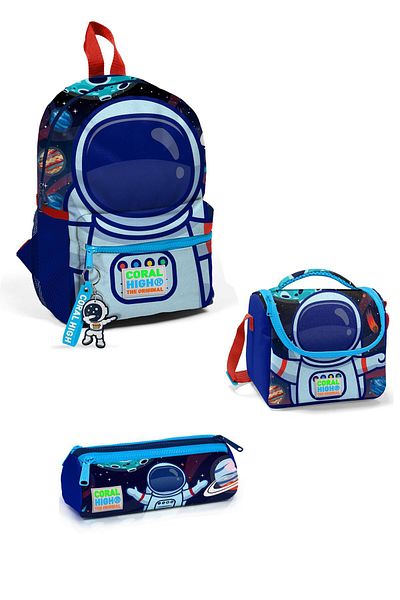 Coral High Rucsac Saks Blue Astronaut cu model Tiny Nest - Două compartimente 3SET23524