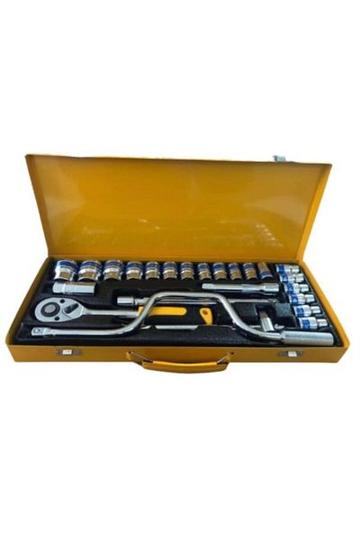 YDGR 24 Piece Yellow Socket Set - Various Sizes Reliable Clamping and Removal Set