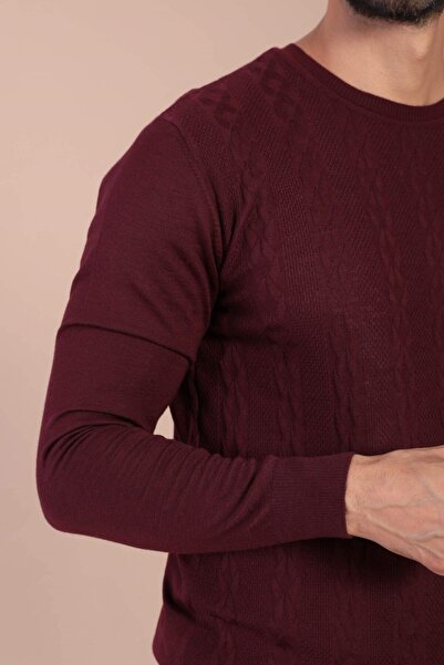 Ferraro Erkek  Bordo Bisiklet Yaka Superfine Yün Kazak