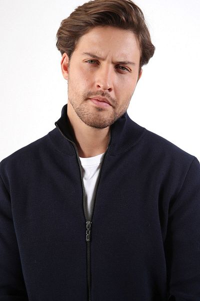 Ferraro Ανδρική πλεκτή ζακέτα Navy Blue Double Pocket 100% βαμβάκι