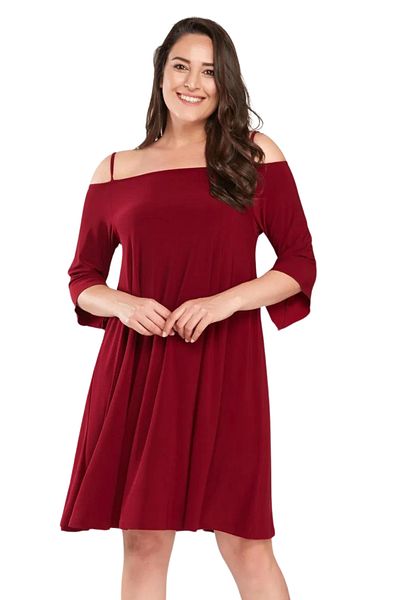 Laranor Claret Red Madonna Collar Women's Dress - Rope Strap, Day and Night Elegance 17lb9090
