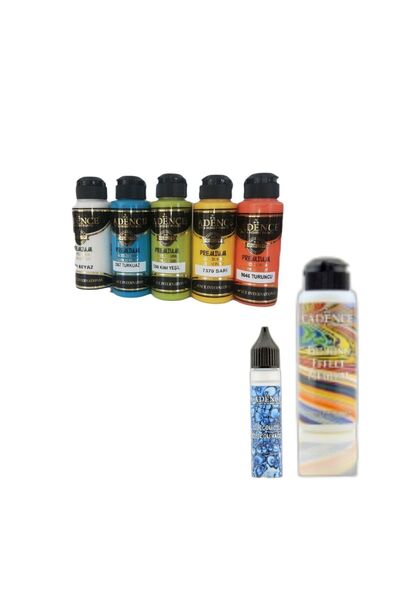 Cadence Pouring Efect +silikon Yağı+ 5 Adet Akrilik Boya
