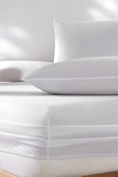MİASELİS Miaselis Lantana White Elastic Sheet Set - Single and Double