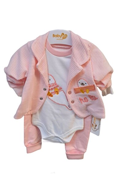Babyim Kız Bebek Somon 3 Lü Zıbın Seti